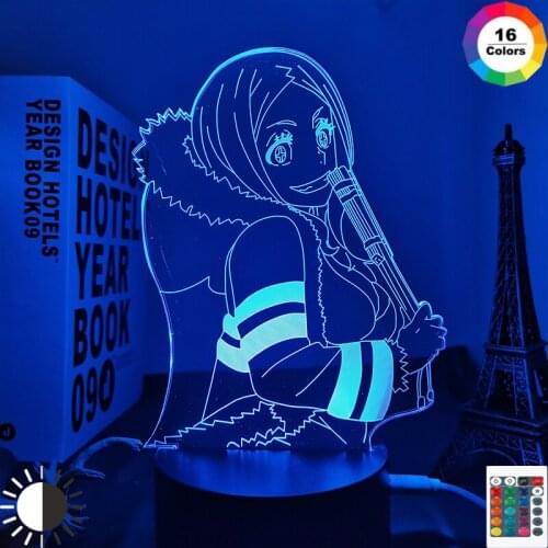 Manga Fire Force Hibana Led Lamp for Child Bedroom Decor Night Light Birthday Gift Room Desk Anime 3d Light Hibana Fire Force