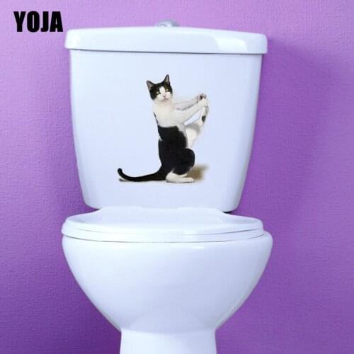 YOJA 19.4*23CM Creative Cat Toilet Decal Home Decor Wall Sticker Funny Catamount T3-0425