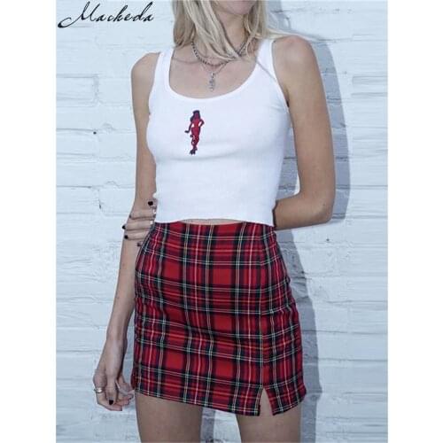 Macheda Womens Casual Skirt Plaid Slim High Waist Zipper Package Hip Fashion Ladies Mini Pencil Skirt 2019 Spring New Arrival