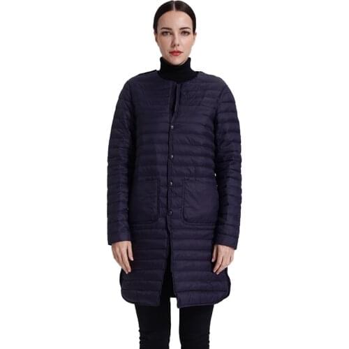 Women Down Jacket Long Parka New Stand-up Collar Coat female Office Warm Slim Plus Size Fluff Cotton Clothes Lightweight
