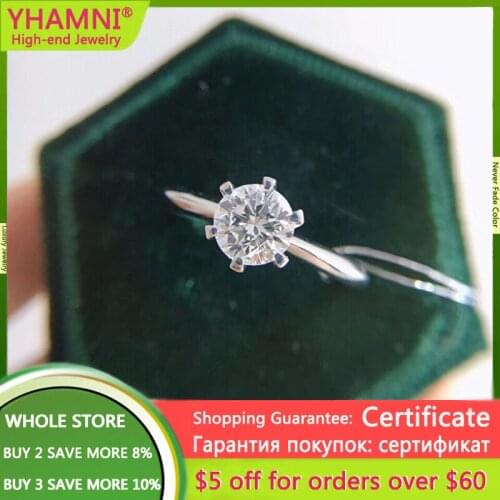 95% off! Have Certificate 1 Carat Real Natural Zirconia Gemstone Wedding Ring Silver 925 Jewelry 18K Gold Rings For Women Gift