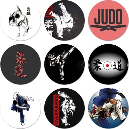 Judo Taekwondo Icons Pins Badge Decoration Brooches Metal Badges For Backpack Decoration 58mm