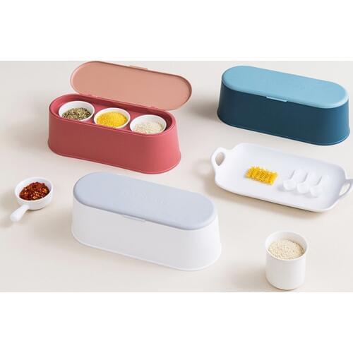 1pcs Spice Jar Seasoning Box Kitchen Spice Rack 3 Graid Spice Storage Bottle Jars White PP Salt Pepper Cumin Powder Box Tool