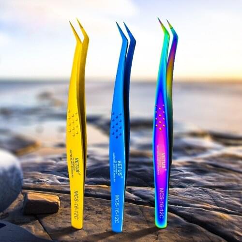 100% Vetus Original MCS Series New Style Premium Eyelashes Tweezers Ultra Fine Tip Improve for 3D 6D Eyelash Extensions