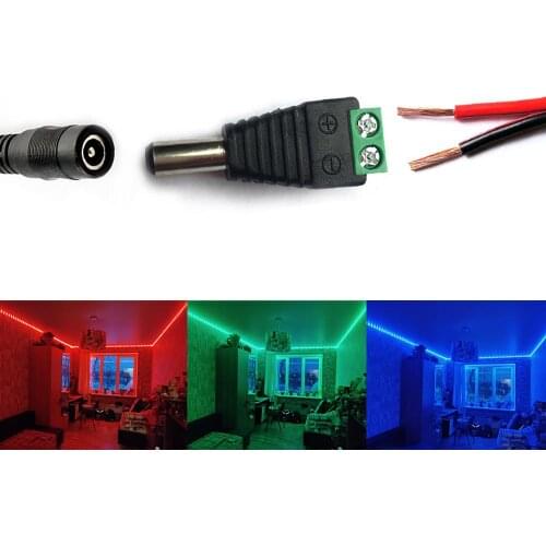 10X free soldering 2pin LED strip DC connector Female male DC 12V for 5050 3528 2835 3014 Led strip LED Bar light Desk Light