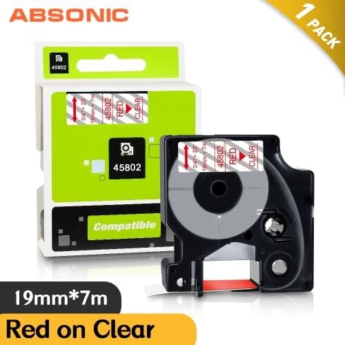 1PK 19mm Tape Compatible Dymo D1 45802 Label Tapes Cassette Red on Clear for Dymo MobileLabeler LabelManager 360D 420P Label Mak