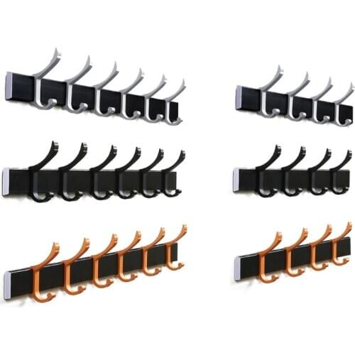 4/6 Hooks Space Aluminum Kitchen Punch-free Wall Hooks Bathroom Row Hook