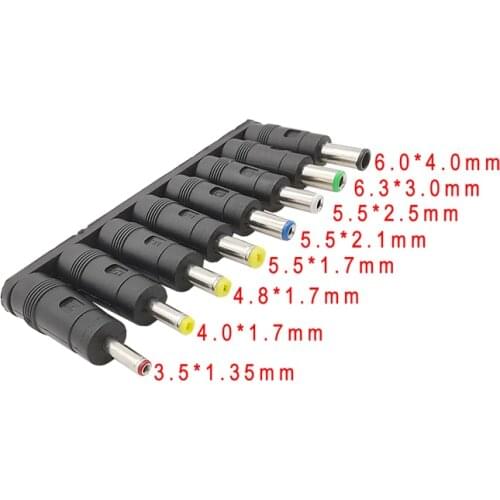 8Pcs/Set DC Multi-function Connector 5.5 x2.1mm DC 8 in 1 Mobile Power Adapter DC Jack to Plug Connector Power Conversion Heads