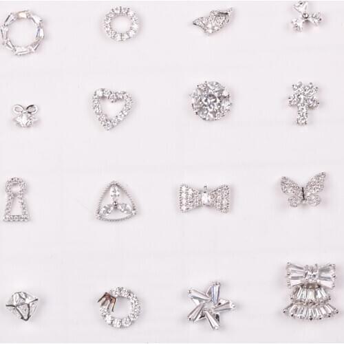 3D Glitter Zircon Nail Accessories Fashion Bow Tie Circle Luxury Crystal Nails Jewelry High Quality Nail Beauty Charms ER017