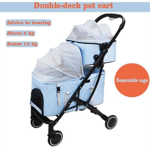 Dog Accessories Double Pet Stroller Separable Transportation Dog Car Seat Removable Backpack Windproof Breathable Two Layer Cart