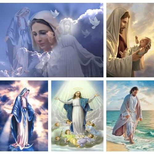 5D Diy Resin Crystal Embroidery Religion Icon Rhinestones Diamond Painting Virgin Mary Jesus Cross Stitch Art Crafts New Arrival