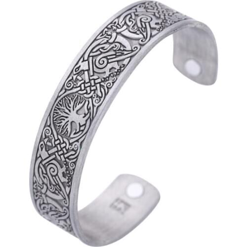 Viking Bracelet Endless Love Knot Tree of Life Bird Cuffs Men and Women Open Bracelet Jewelry