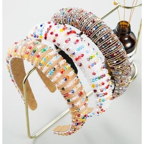 Full Crystal Luxurious Limited Edition Hairbands Sparkly Padded Rhinestones Headbands Bejewled For Girls Wedding Pink Headbands