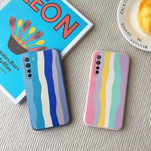 Hot Official Stripe Line Case for oppo A3S A12E Realme C1 AX5 A72 A53 A73 5G A92S A31 2020 A52 A92 A72 A5 A9 2020 F11 F9 A5S A12