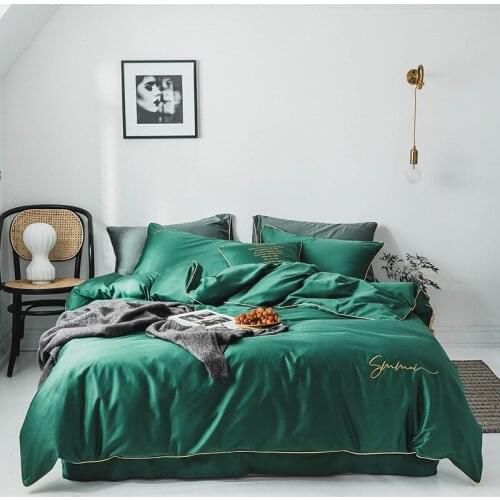 DeMissir Concise Luxury Cotton Fitted Sheet 4pcs Bedding set Solid Color King Queen Size Quilt Cover jogo de cama