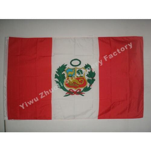 Peru Flag 150X90cm (3x5FT) 115g 100D Polyester Double Stitched High Quality Free Shipping