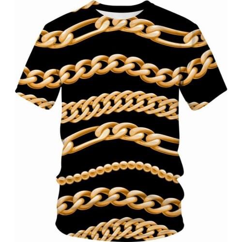 Chain series T-shirt Sumptuous 3D printed mens T-shirt summer fashion tops punk T-shirt mens plus size streetwear Men clothing