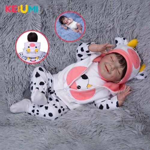 KEIUMI Reborn Baby Doll 20 Inch Sleeping Baby Doll Lifelike Cloth Body Bebe Alive Doll Toddler For Girl Birthday Present