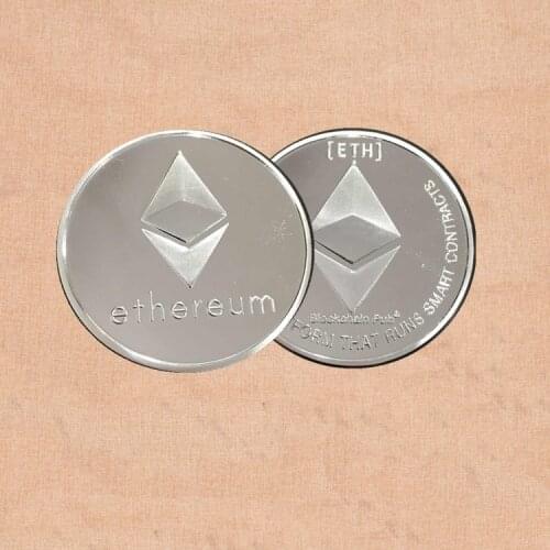 Gold Silver Plated Ethereum Coin Replica Art Collection Gift Physical Metal Antique Imitation Non-currency Coins Collectibles