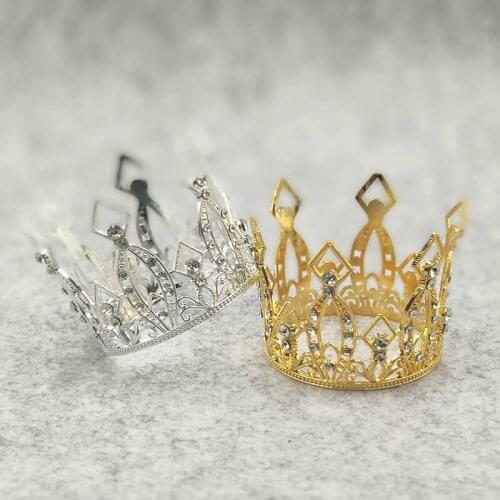 Crown Hair Ornament Premium Elegant Birthday Baking Cake Decorative Crown round Queen Crown hair accessories for women
