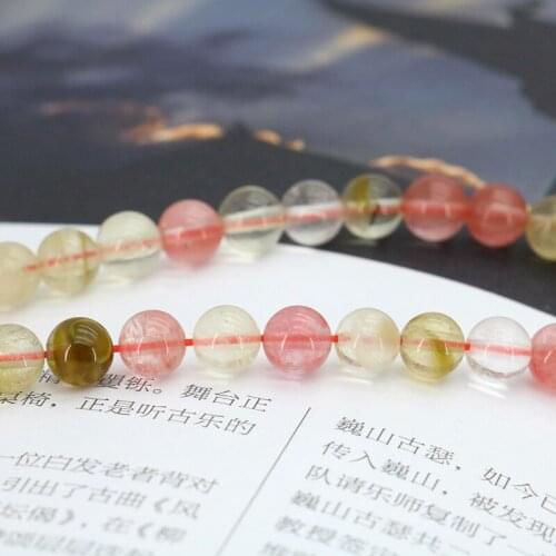 Round 6mm Pink multicolor watermelon tourmaline loose beads 15inches DIY fashion wholesale suitable for women making jewelry