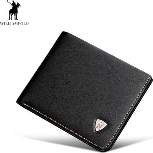 WILLIAMPOLO men Small wallet men Mini purse Genuine Leather Slim Card Holder Cowskin Thin luxury wallet men short Vintage wallet