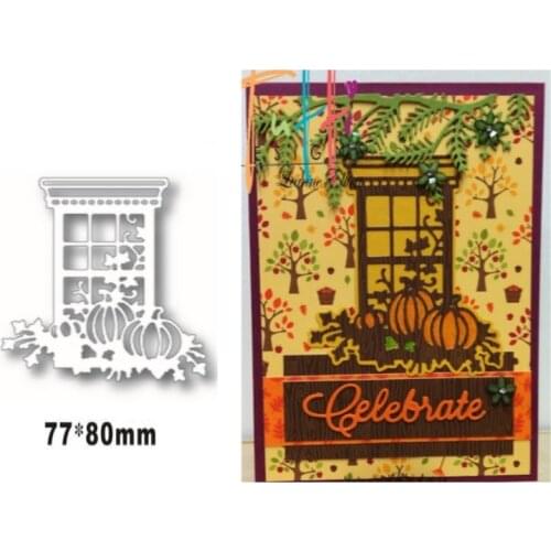 Happy Halloween Autumn Window Metal Cutting Dies for DIY Scrapbooking Album Decorative Embossing Handmade Paper Cards Gift