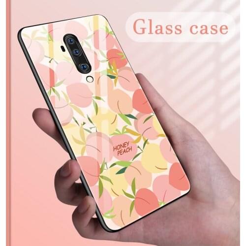 Cute Fruit Tempered Glass Phone Case For Oneplus 8 7T 7 Pro 6T 6 5T 5 Colorful Painted Protection Cover