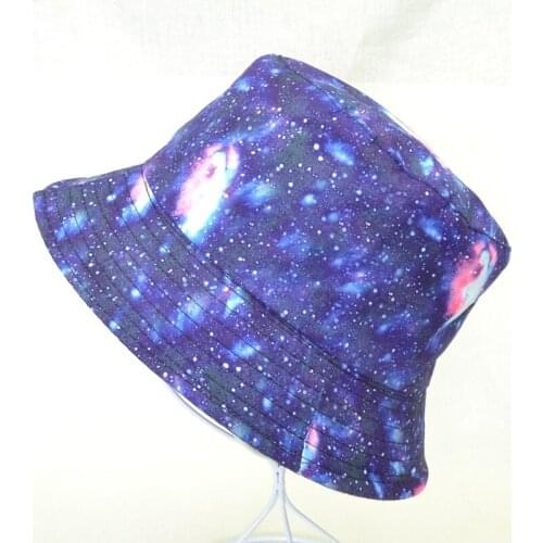 Fashion Blue Starry Sky Letter Print Double Side Fisherman Hat Women Men Hip Hop Bucket Hats Panama Sun Visor Fishing Bob Cap