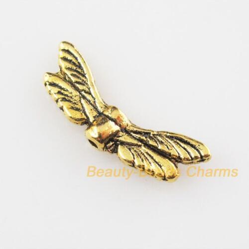 Fashion 18Pcs Antiqued Gold Color Animal Dragonfly Wings Spacer Beads Charms 7x20mm