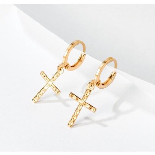 Fashion Unusual Golden Cross Dangle Drop Earrings for Women Statement Geometric Round Hip Hop Earring 2020 Trend Pendant Jewelry