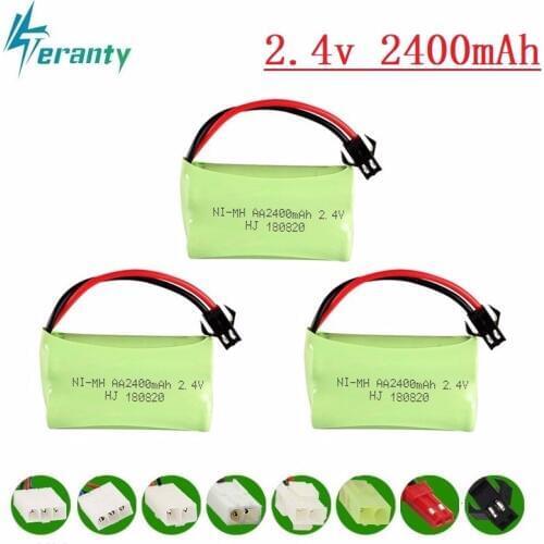 Upgrade 2.4v 2400mah NiMH Battery For Rc Toys Cars Tanks Trucks Robots Guns Boats AA Ni-MH 2.4v Rechargeable Battery Pack 3pcs