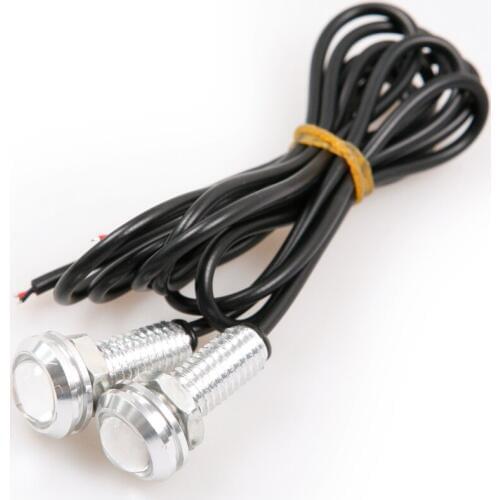 New 1pair Alumium Metal DC 12V 3W LED White DRL Eagle Eye Lights Diameter 18mm Light Color White Ultrathin and Waterproof