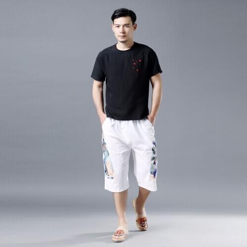 2020 new summer men sweatpant cotton linen printing loose sport pant running jogger fitness gym workout casual pant activewear