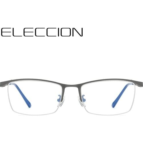 ELECCION Fashion Men Eyeglasses Frame Ultra Light IP Electronic Plating Metal Pure Titanium Material Half Frames Rim Glasses