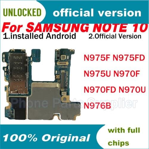 Full Function Mainboard Tested Unlocked offical versionLogic Boards for Samsung Note 10 N975F N970F N975U N970U Motherboard