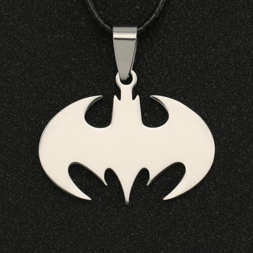 Batman Necklace Bruce Wayne The Dark Knight Silver Color Pendant Stainless Steel DC Comics Justice League Jewelry Men Wholesale