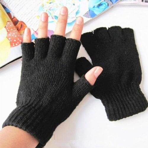Unisex Stretchy Half Finger Thermal Gloves Knitted Men Women Winter Fingerless Solid Sports Elastic Warm