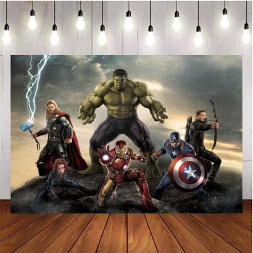 Customize Cartoon Hero Super Photography Background Backdrop Kids Children Birthday Party Decoration Tapestry Photo Live Studio