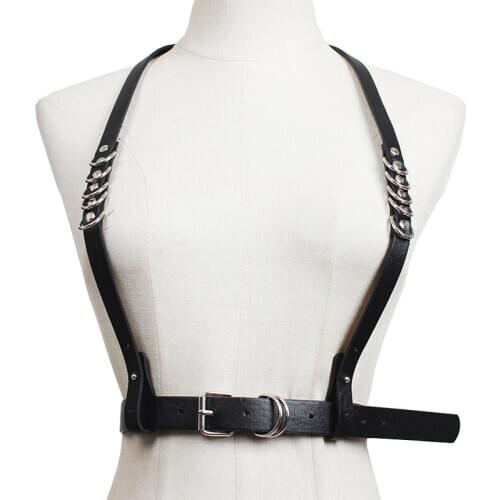 Sexy Harajuku Faux Leather Harness Belt Women Gothic Body Bondage Cage Waist Belt Sculpting Harness Suspenders Belt Fashion