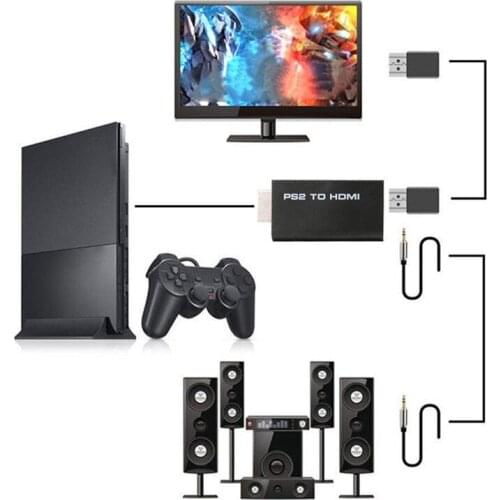 PS2 To HDMI Converter HD Line Audio Adapter AV Input To HDMI With 3.5mm Audio/Video Signals Output Cable for PS2 HDTV Display
