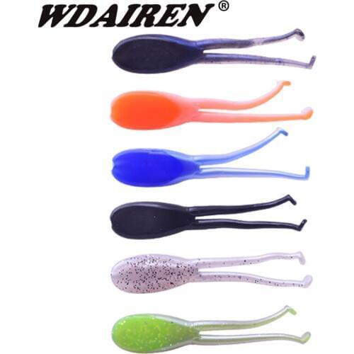 10pcs/lot Fishing Lure 6.5cm 2.2g soft bait T Tail Wobbler jiging Artificial Silicone Double Color Carp Swimbaits Fishing tackle