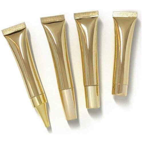 10ml Empty Lip Gloss Tubes Wholesale Plastic Gold Eye Cream Cosmetics Container Refillable Cleansing Cream Travel Bottle 50pcs