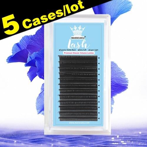 5cases/lot 12 Lines Individual Eyelashes Extension Faux Matte Mink Lashes Tray Russian Volume False Eyelashes 8mm-20mm C/D Curl