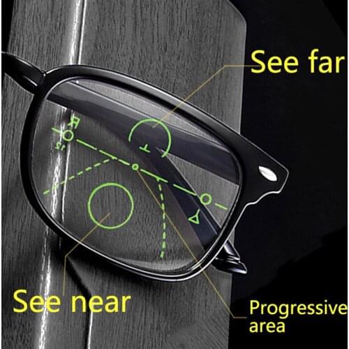 Retro Fashion Progressive Multifocal Reading Glasses Men Women Anti Blue Light Magnifying Presbyopic Glasses Big Full Frame +1.5