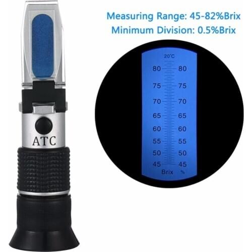 Hand Held Brix Meter Refractometer 45-82% honey sugar refractometer Minimum Division 0.5%Brix ATC Refractometer