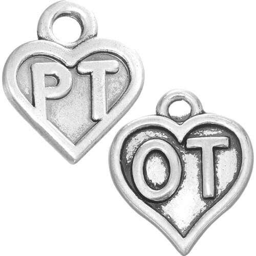 Skyrim Medical Series Physiotherapist/Occupation Therapist Charms Letter Fashion Pendants For Necklace&Bracelets Making 20pcs