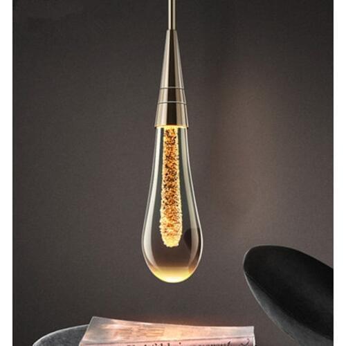 Water-drop Glass Pendant Lights Bedroom Bedside Lamp Post-modern Designer Crystal Pendant Lamp Dining Room Kitchen Hanging Lamps