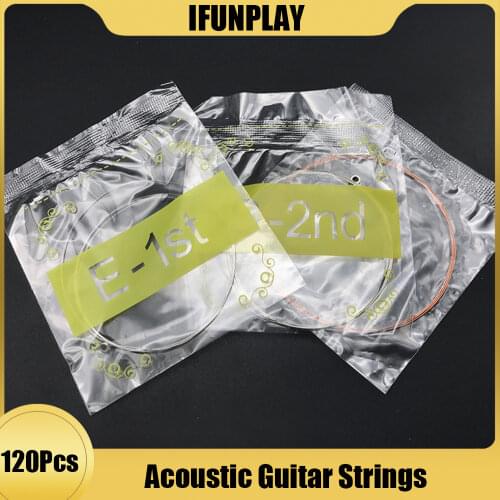 120pcs Acoustic Guitar Strings Rainbow Colorful Guitarra Strings 1-3 String for Acoustic Folk Guitar Free Shipping