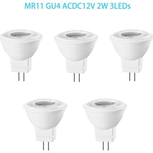 5PCS MR11 LED Bulb 2W 3LED Super Bright Mini GU4 LED Spotlight Lampada 12V 2835 SMD Energy Saving LED Lamp Replace Halogen Light